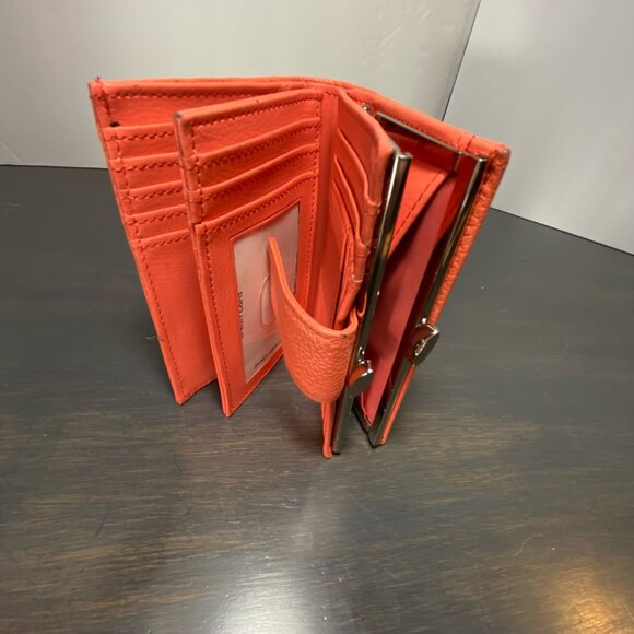 Coral Genuine Leather Wallet Organizer w/ Coin Clasp - Picture 4 of 9